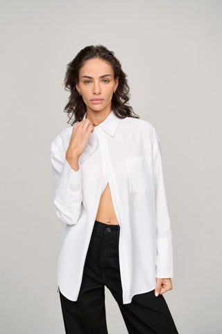 paloma white shirt oversized sustainable woman's shirt slow fashion